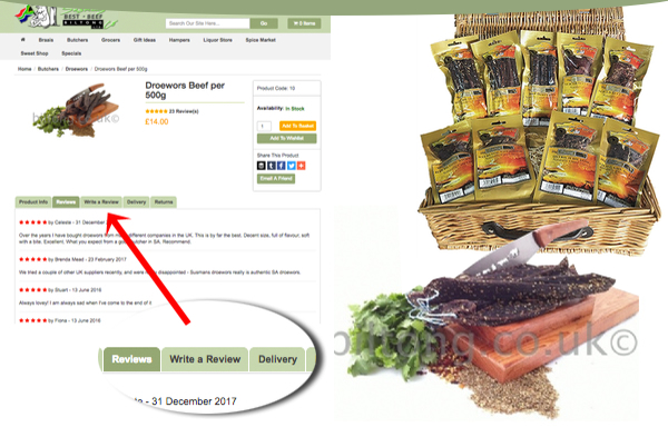Write a review and win half a kilo of Biltong!