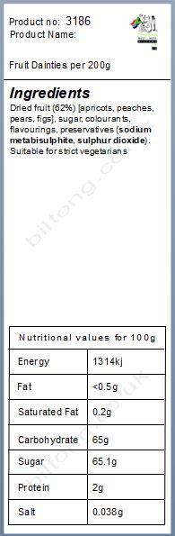 Nutritional information about Fruit Dainties per 200g