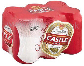 Castle Lager cans per 6 pack 330ml