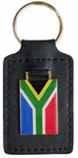 Keyring with Leather backing South African Flag