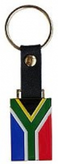 Keyring with Leather strap South African Flag