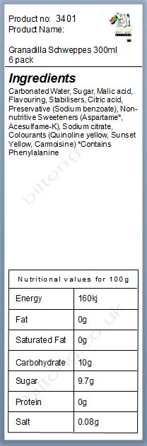 Nutritional information about Granadilla Twist 300ml 6 pack