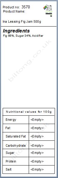 Nutritional information about Ina Lessing Fig Jam 500g