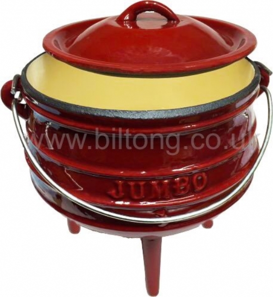 Red Enamelled Potjie Pots Size 3 with lid Susmans Best Beef Biltong Company Ltd