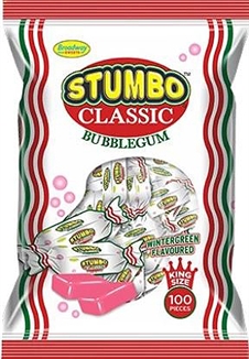Stumbo (Wicks) Classic Bubblegum wintergreen Gum 5 pieces