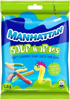 Manhattan Fruity and Sour Worms 125g