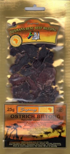Ostrich Biltong Pack (25g) | Susmans Best Beef Biltong Company Ltd